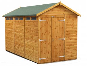 Power 12x6 Apex Secure Garden Shed - Double Door